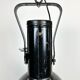 Industrial Black Enamel Factory Spotlight with Convex Glass Cover, 1960s