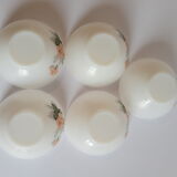 Set of 5 ramekins opaline Arcopal France roses 60s vintage
