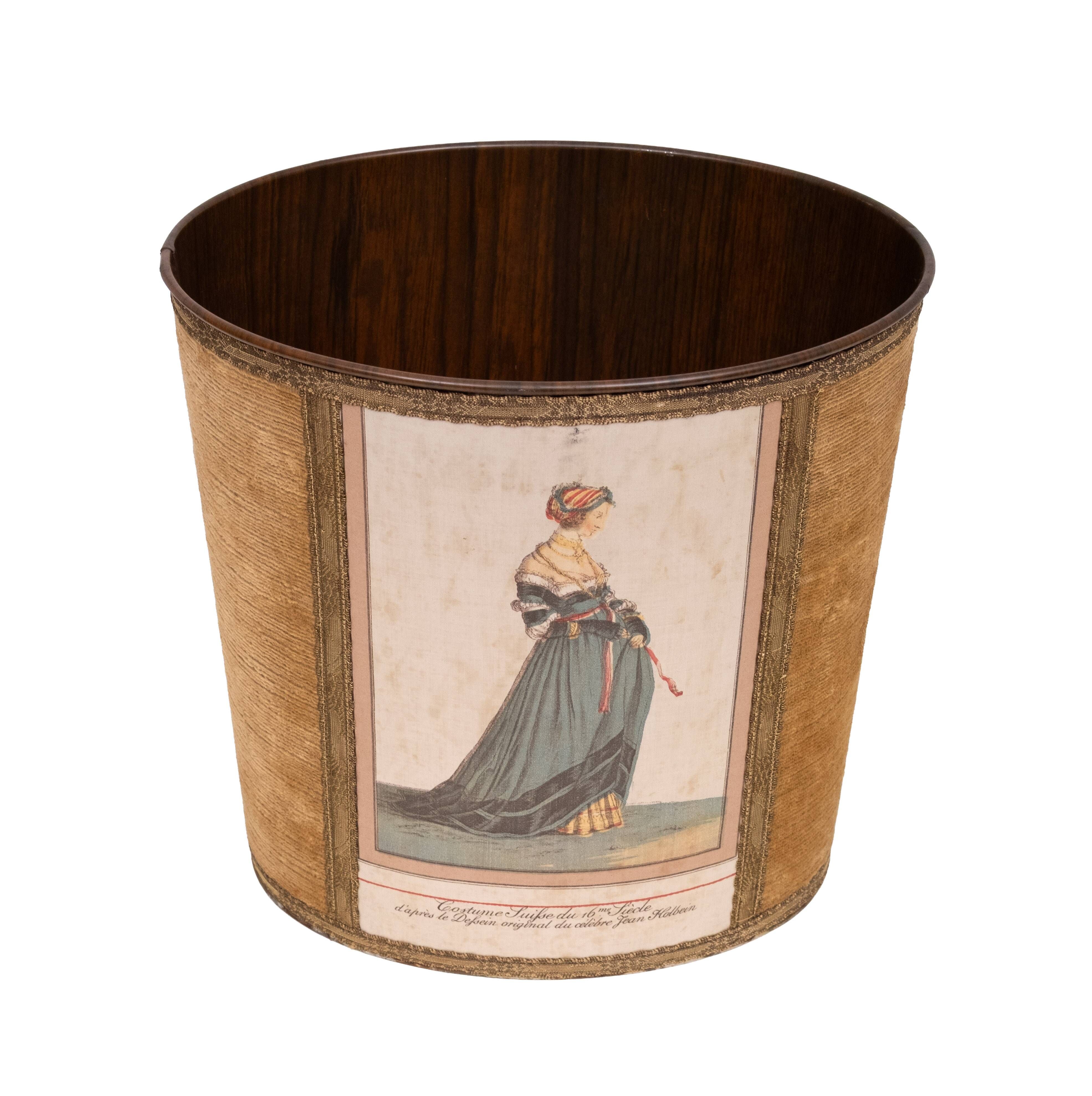 Brown Velvet Paper Basket Jean Holbein 1950s France