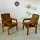 Set of 2 bridge armchairs from the 70s design Bruno Rey vintage solid beech