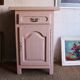 Old high jam bowl in pink painted solid wood