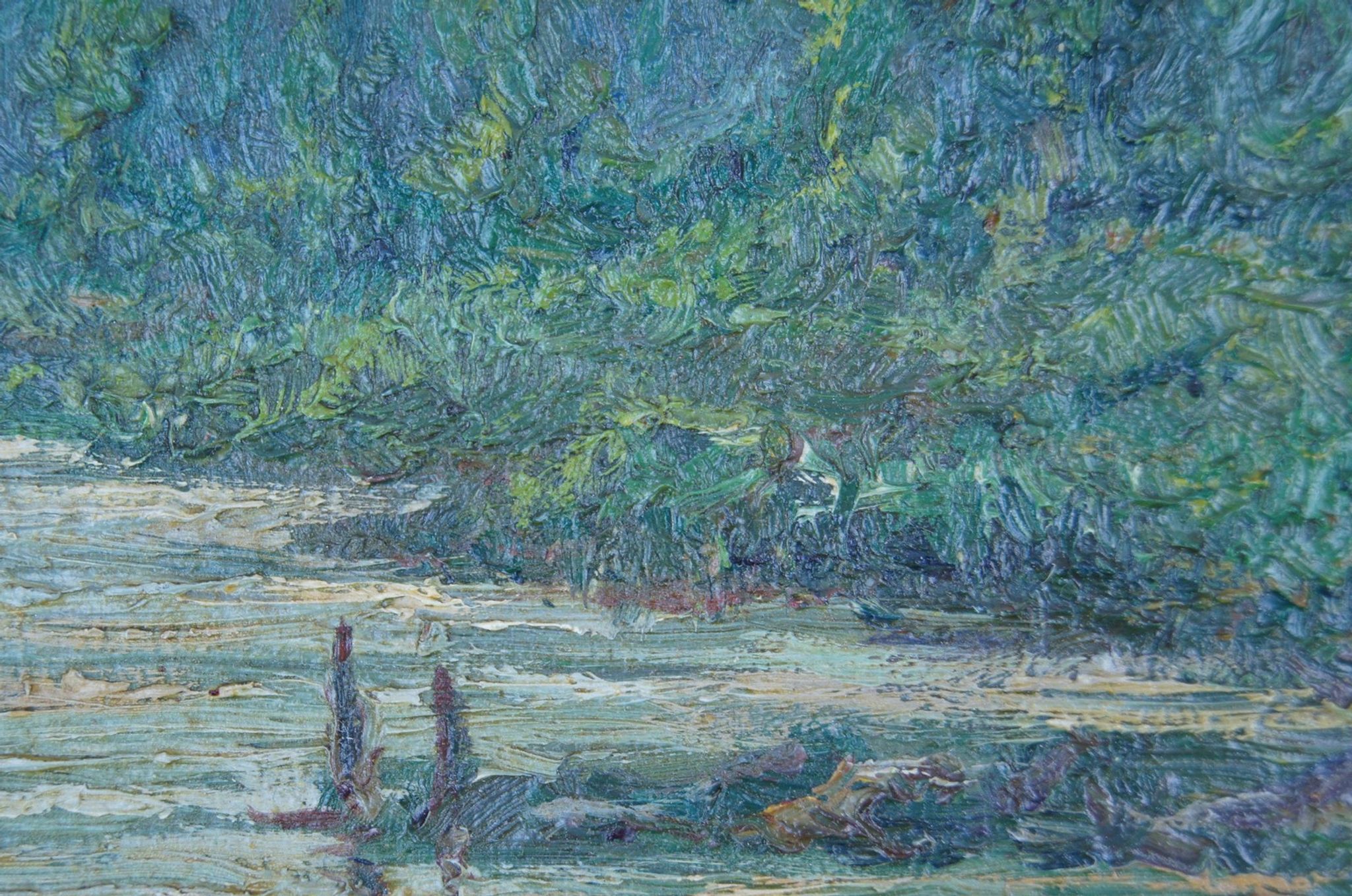 Huile sur panneau encadrée Paysage école française 19ème