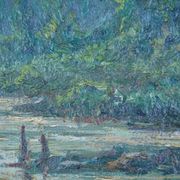 Huile sur panneau encadrée Paysage école française 19ème