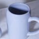 Set of 2 stoneware tankards / mugs 50cl light blue