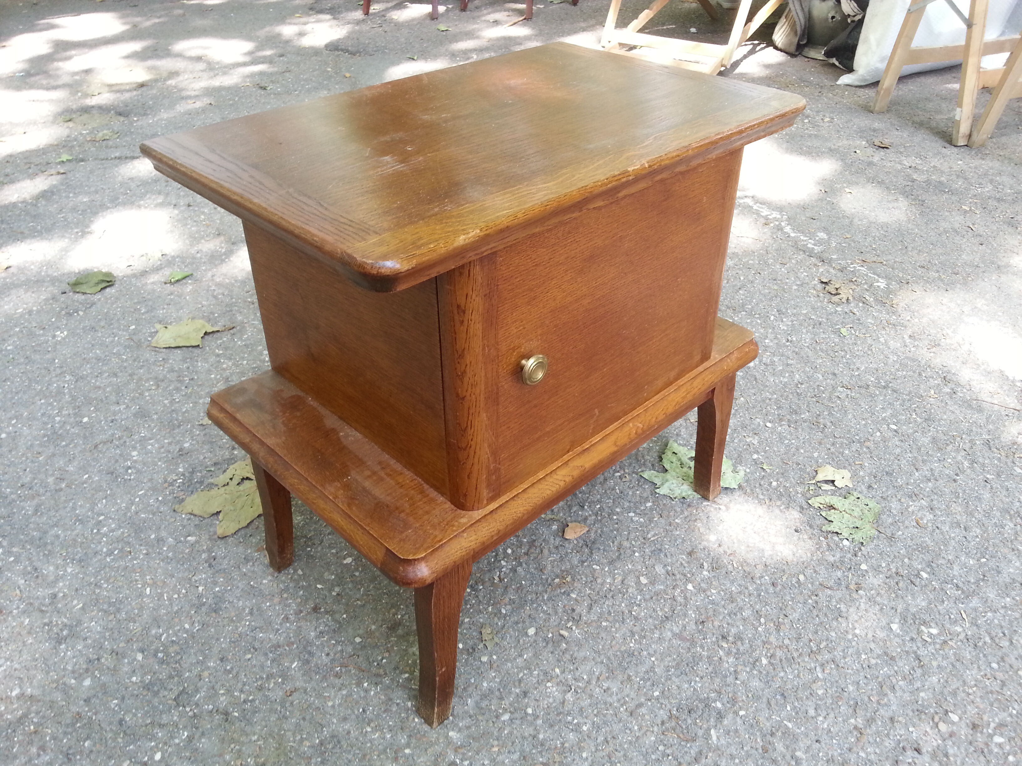 1950s oak bedside