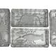 Art Deco, serving tray with glass ramekins for fish and shellfish from around 1940.
