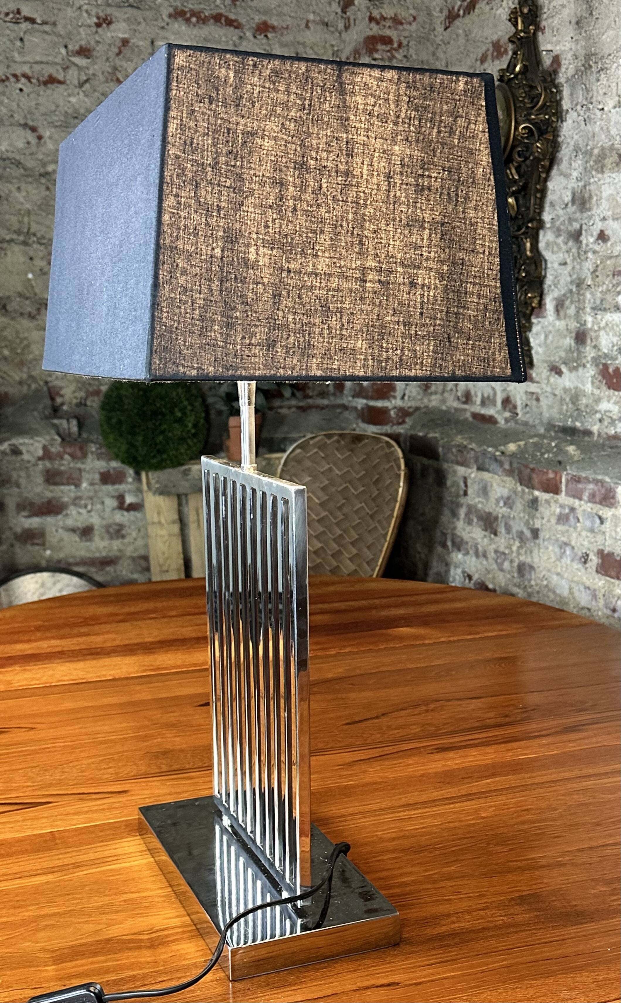 Designer lamp in chromed metal from the 2000s, height 70 cm