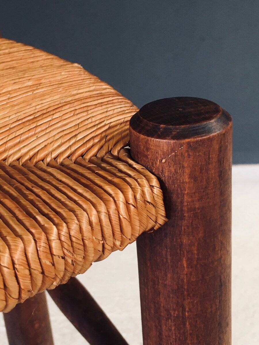 Brutalist bar stool by Charles Dudouyt, France, 1940s.