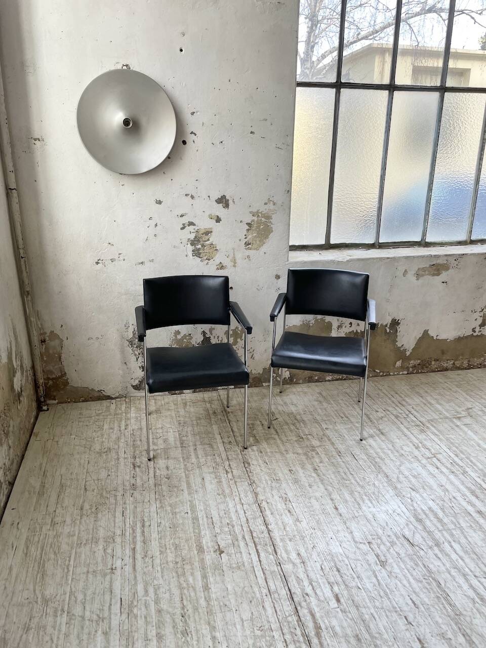 Pair of chrome office chairs