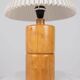 Cylindrical table lamp made of solid turned wood, France, 1970.