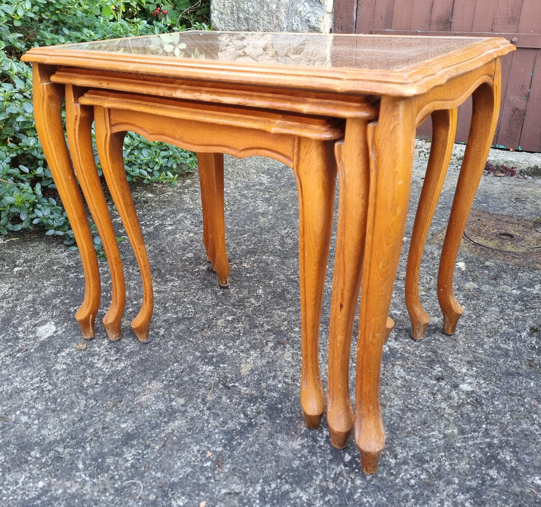 Louis XV style pull-out tables cannées, vintage, 60s