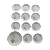 Dessert service, 1 main course & 11 plates in fine porcelain from louis lourioux to Foëcy
