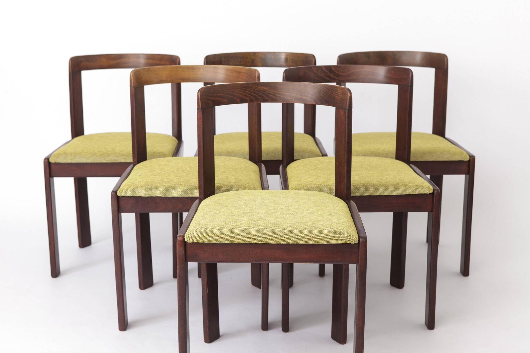 Set of 6 Vintage Lübke Dining Chairs, 1970s German Design, Stained Beech