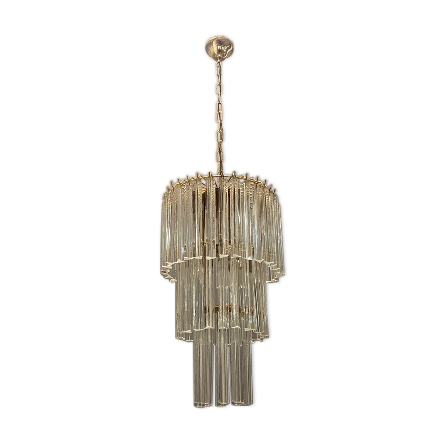 Italian Murano Glass Triedri Prism Chandelier