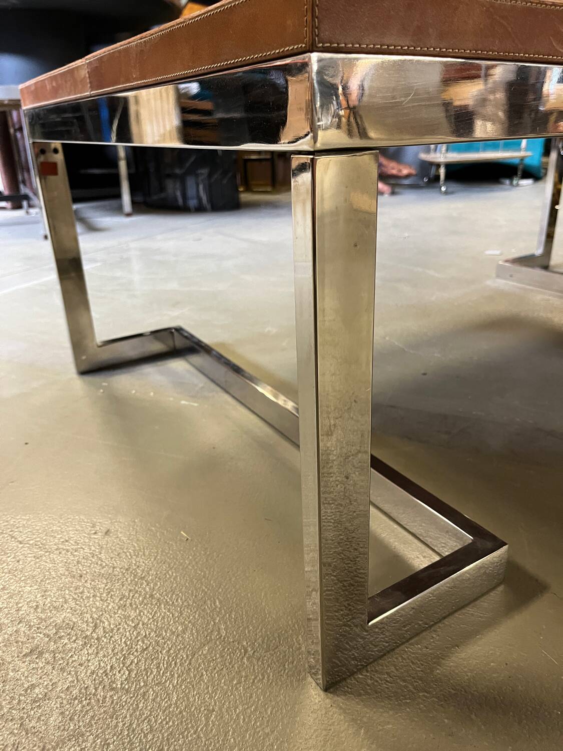 Leather and chrome coffee table, 1970s