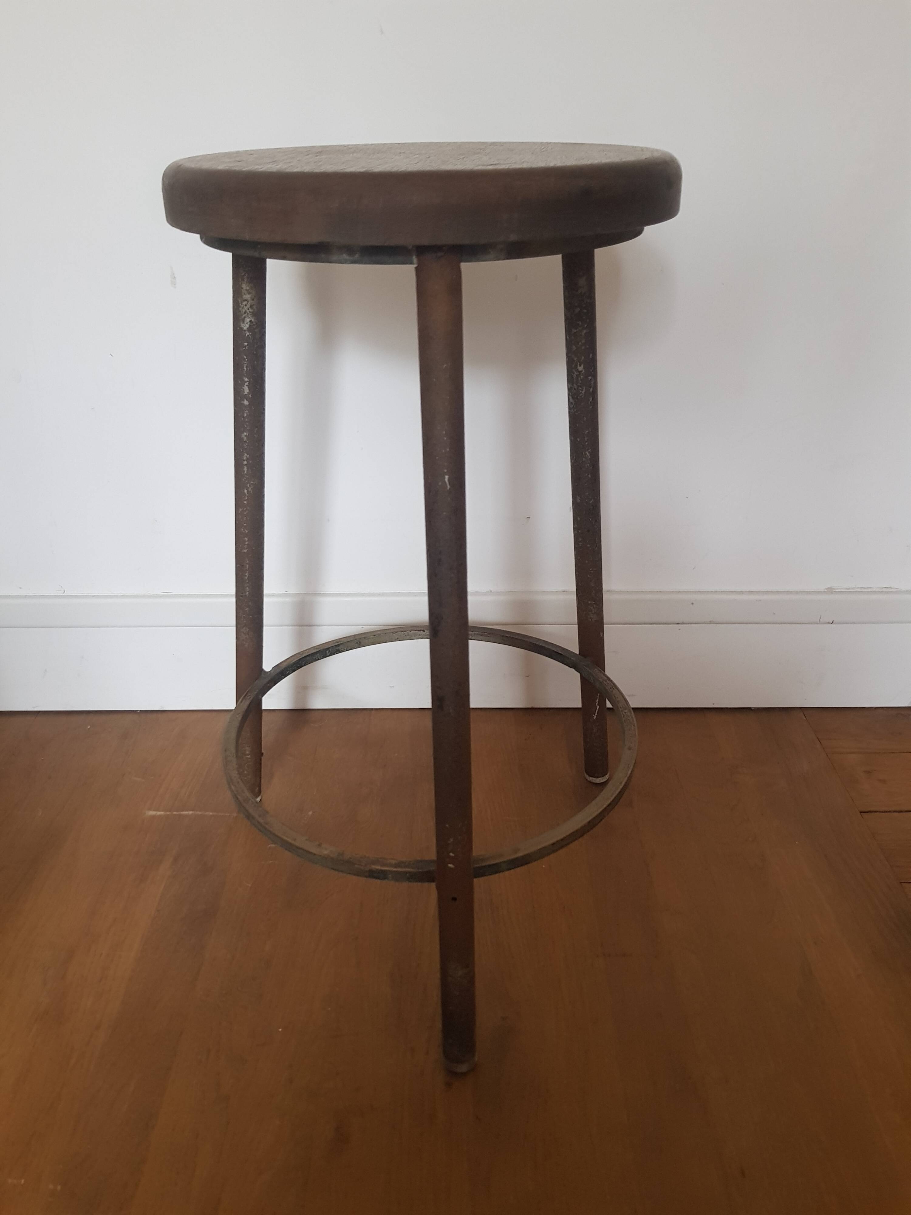 Vintage industrial tripod stool