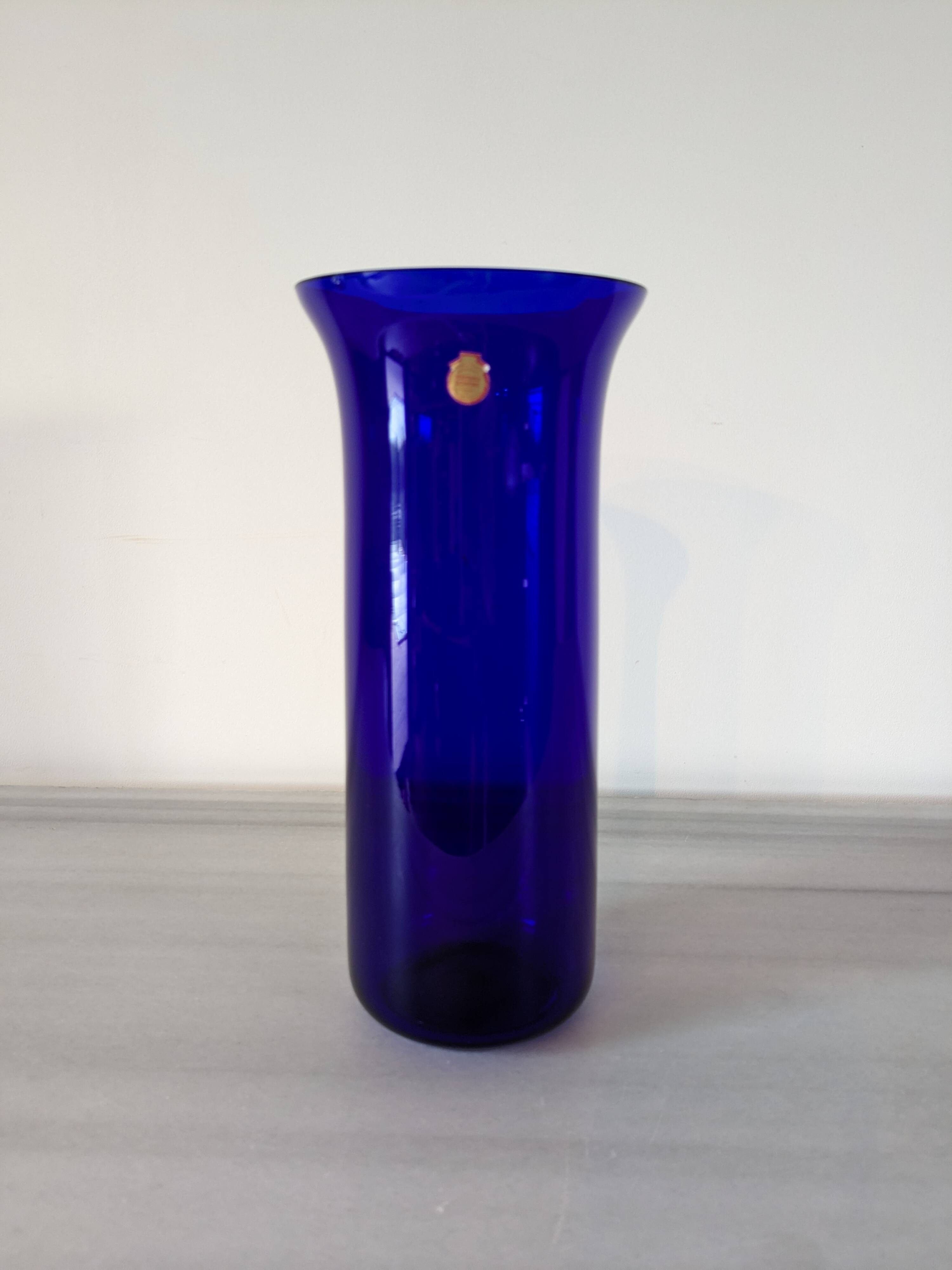 Bohemian vase in cobalt blue glass