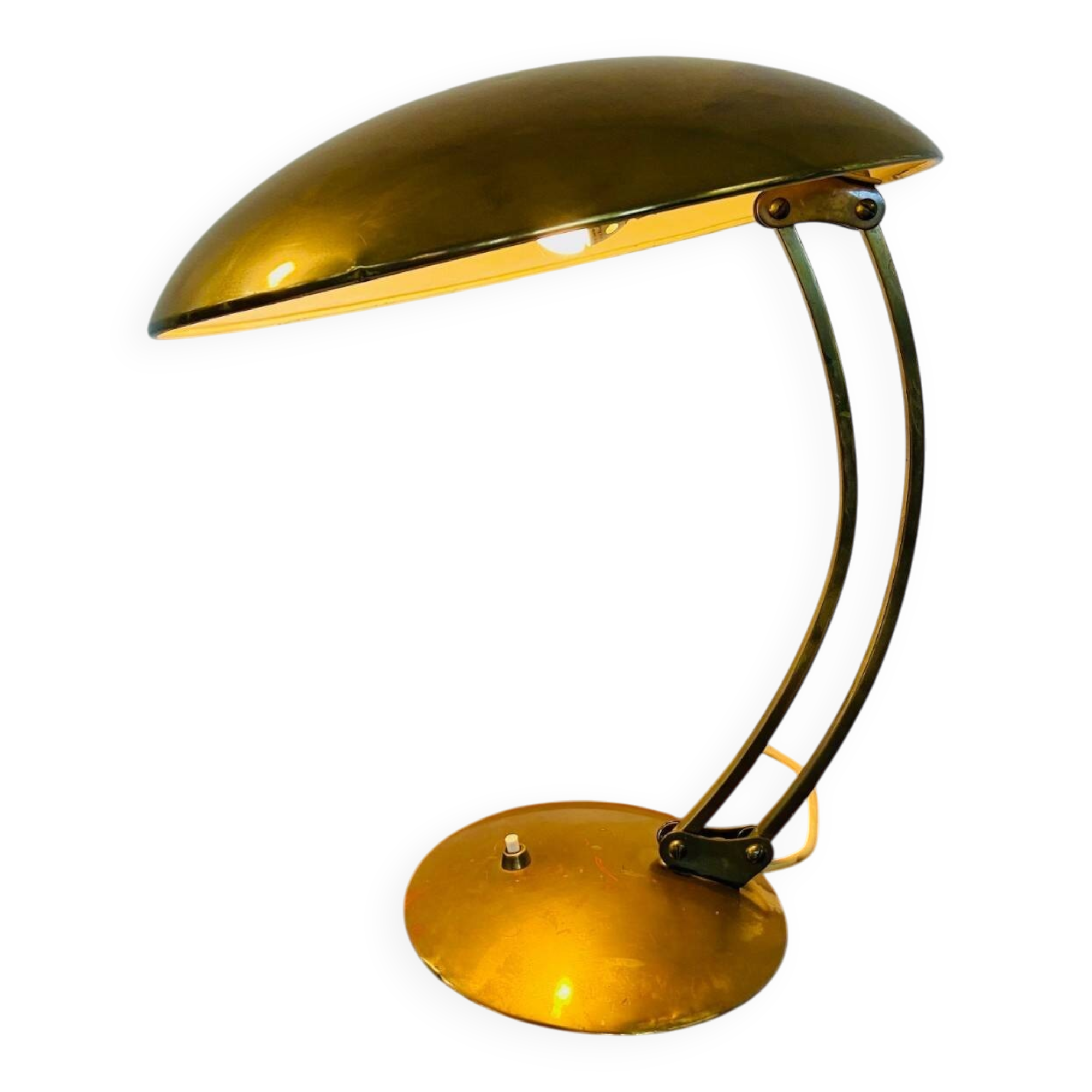 Vintage modernist Kaiser Dell brass lamp 1960s