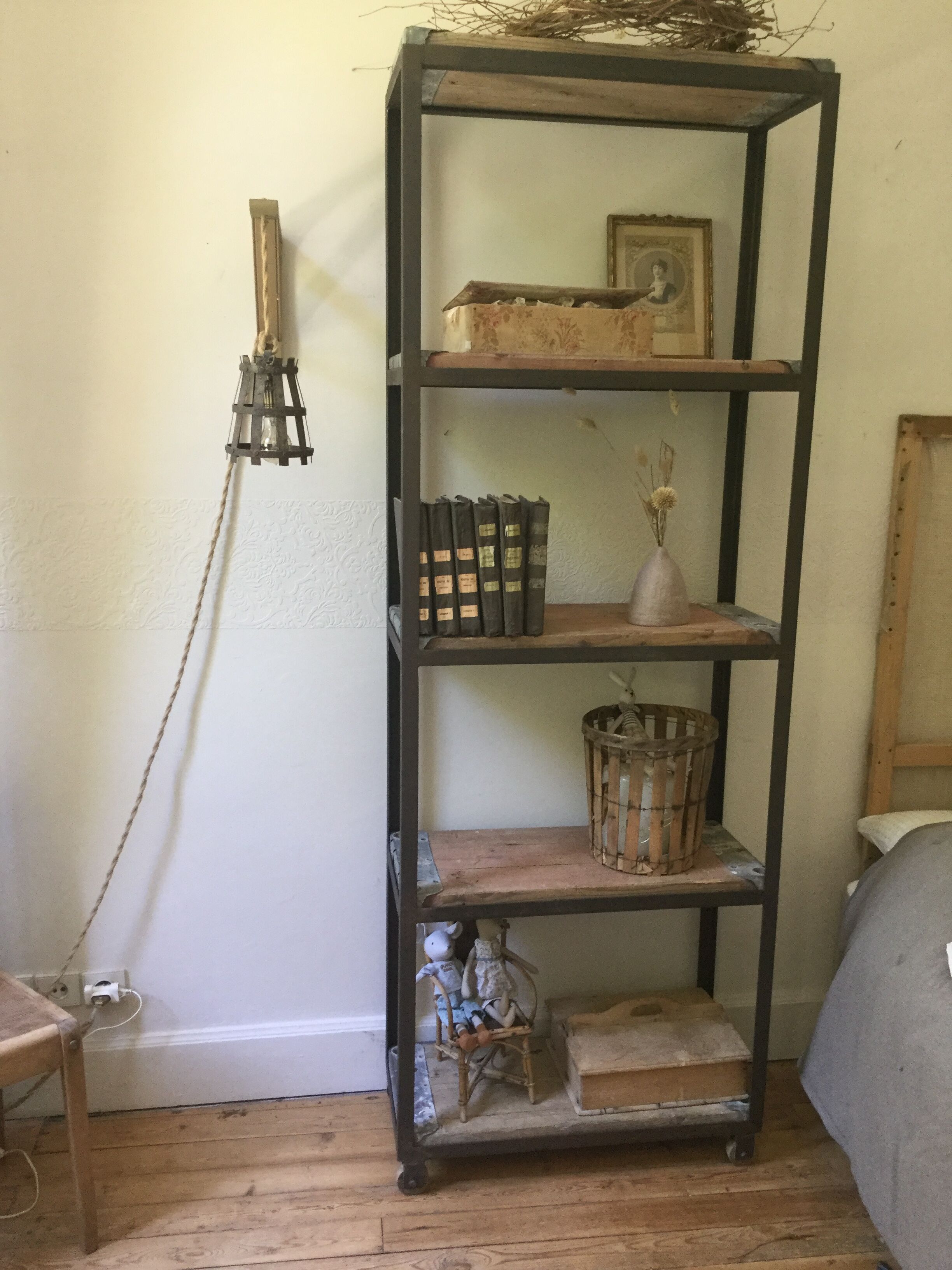 Industrial wood and iron shelf