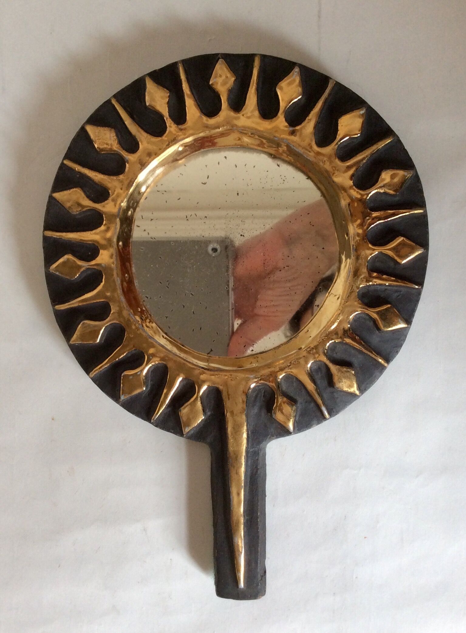Ceramic hand-facing mirror, 1960s