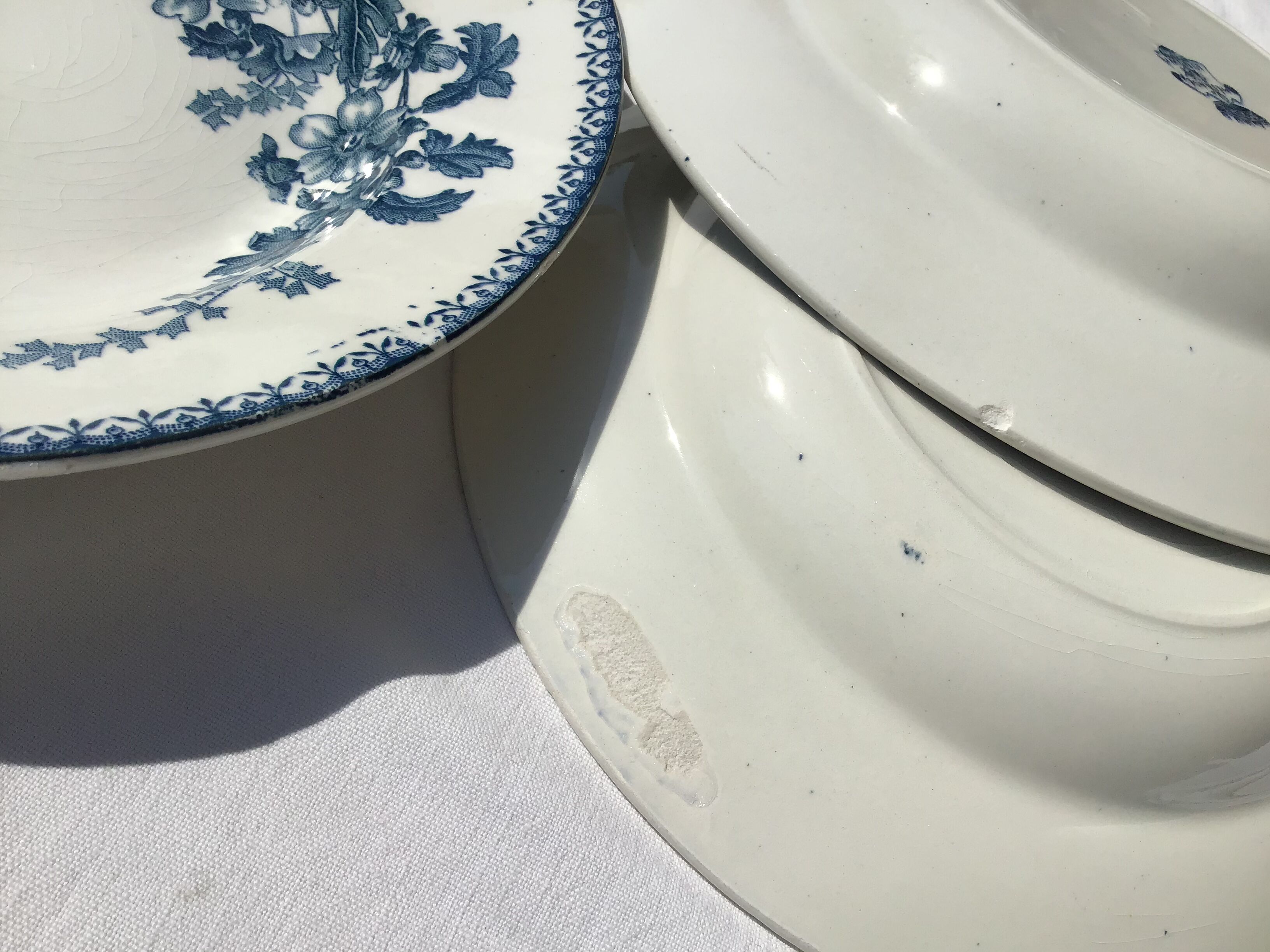 6 Longwy dark blue hollow plates