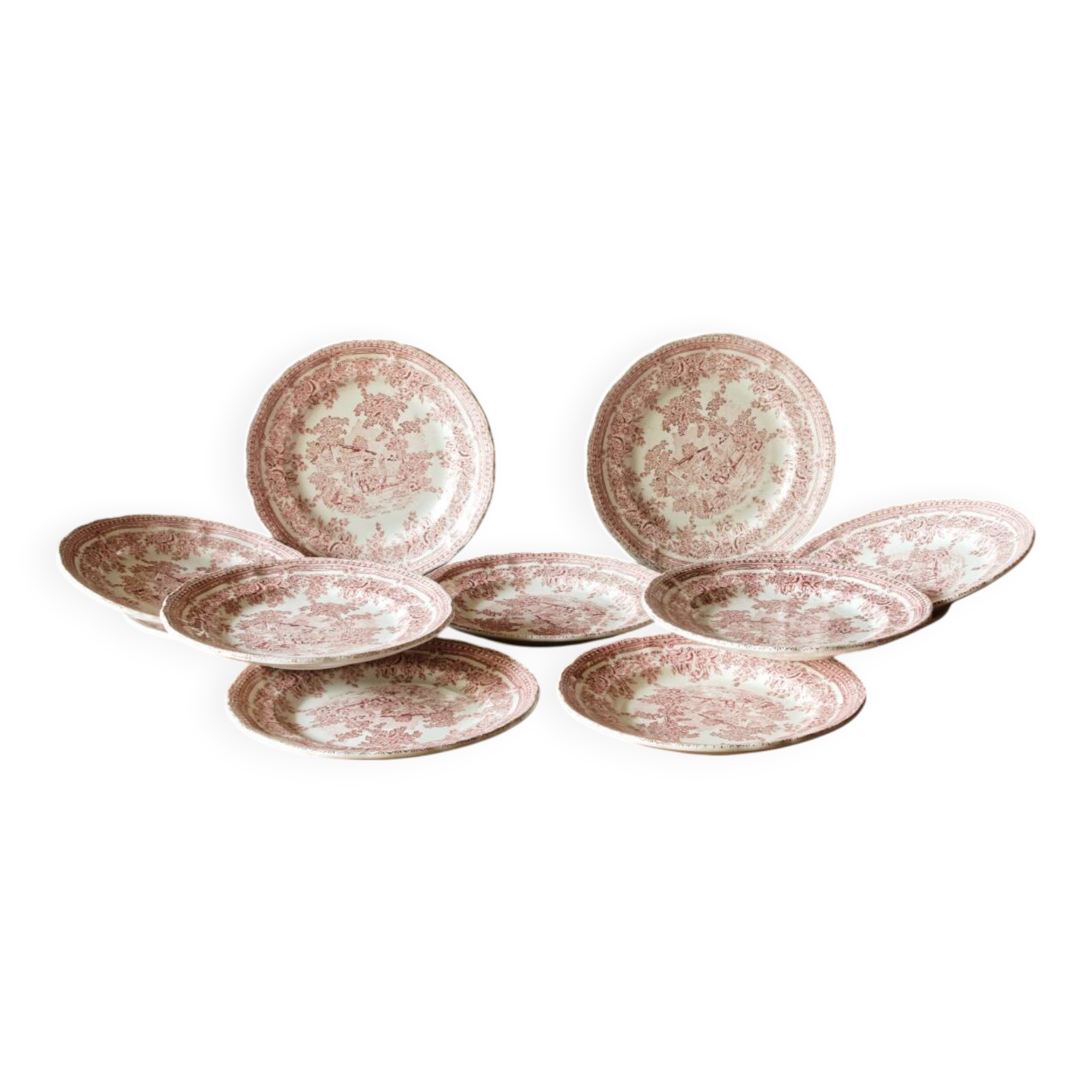 Set of 11 dessert plates in English earthenware.