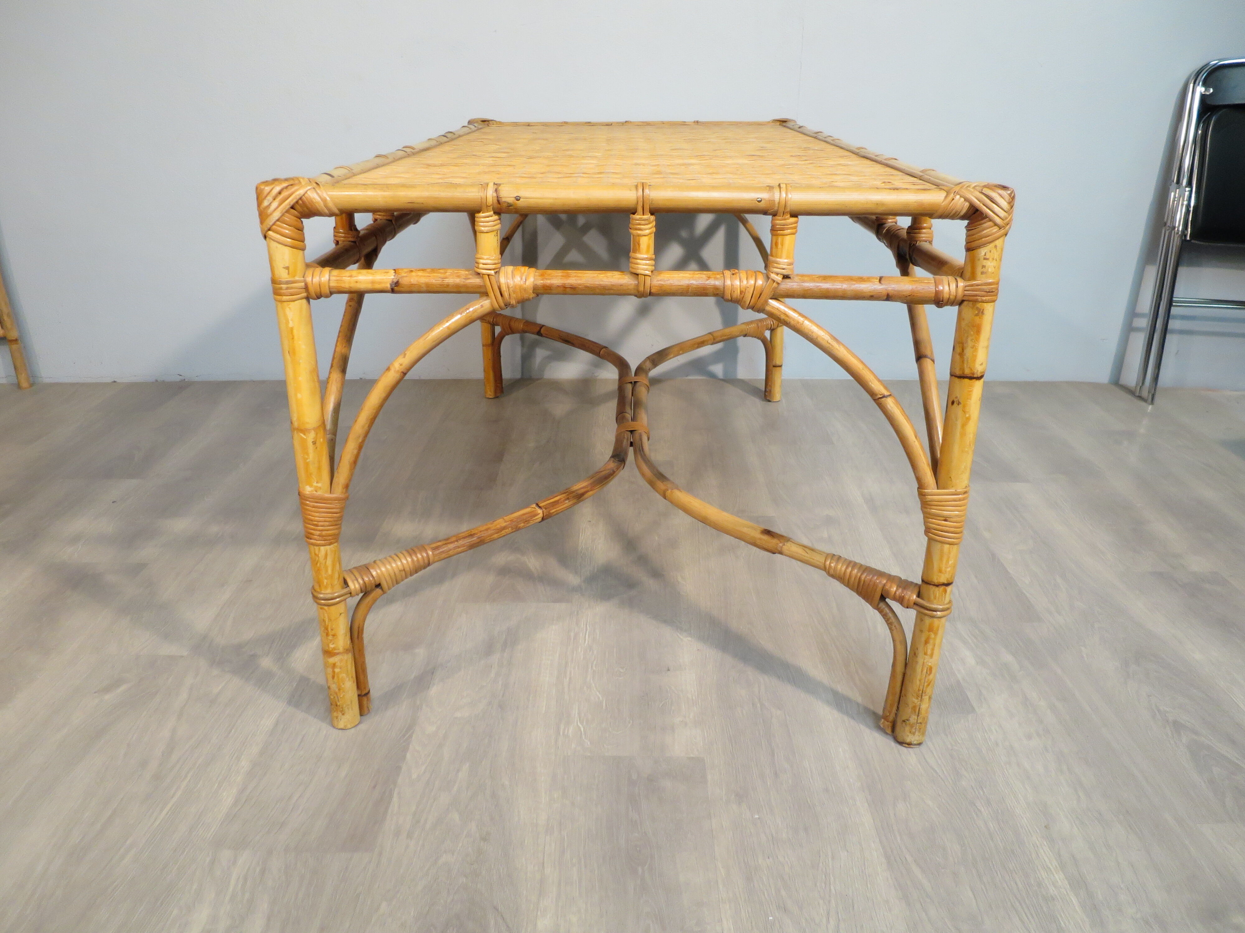 Rattan table, 70s