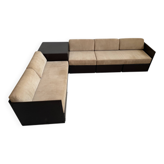 Canapé modulaire en bois attribué à Rolf Heide, Italie années 70
