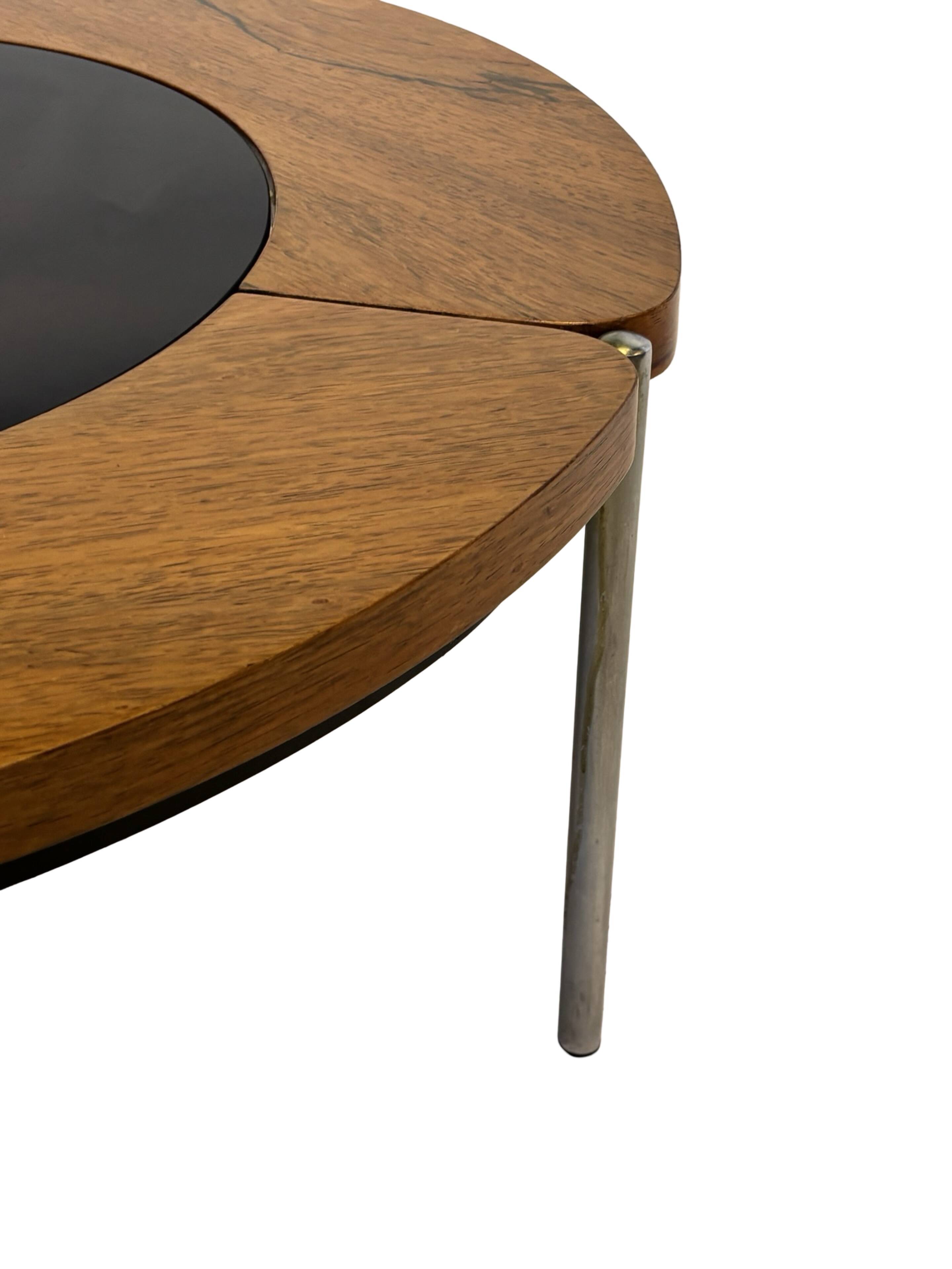 Vintage rosewood coffee table with glass, Denmark, 70s design
