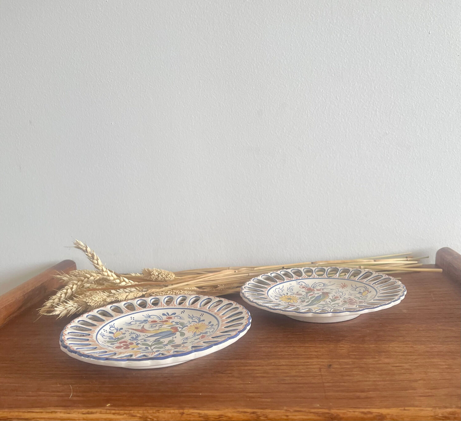 Pair of Rouen earthenware plates