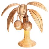 Pair of rattan coconut palm lamps