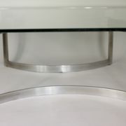 Coffee table published by Dassas, base in chromed steel and thick glass slab, France, 1963
