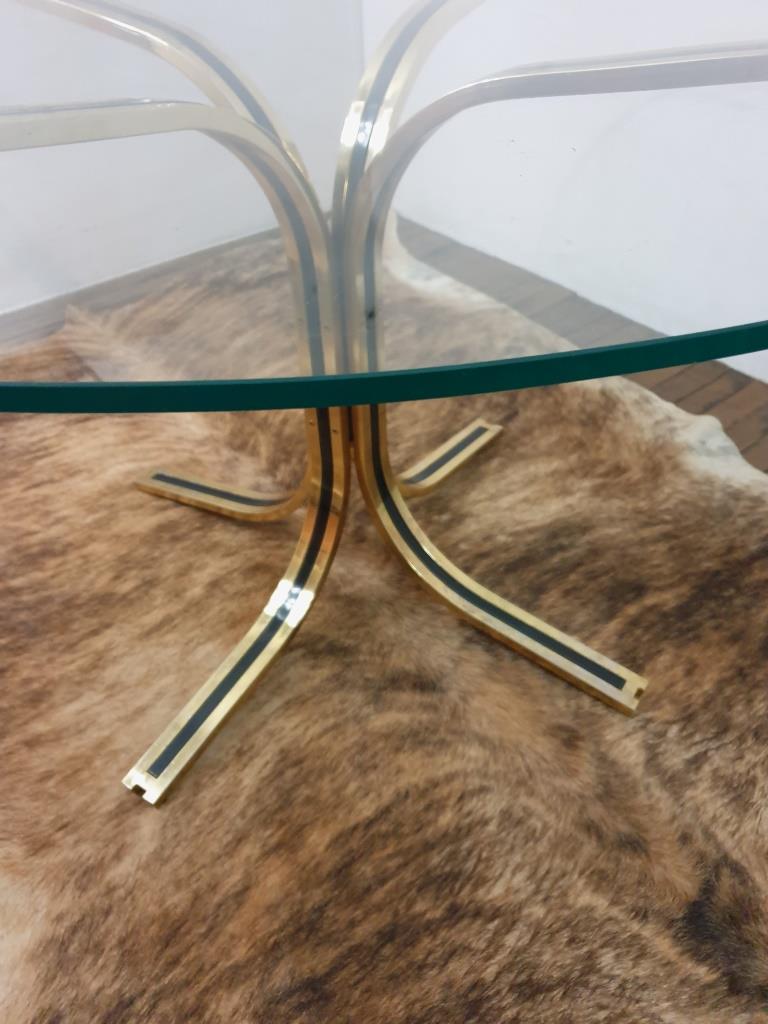 Glass round table - design 70s - Hollywood Regency