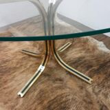 Glass round table - design 70s - Hollywood Regency