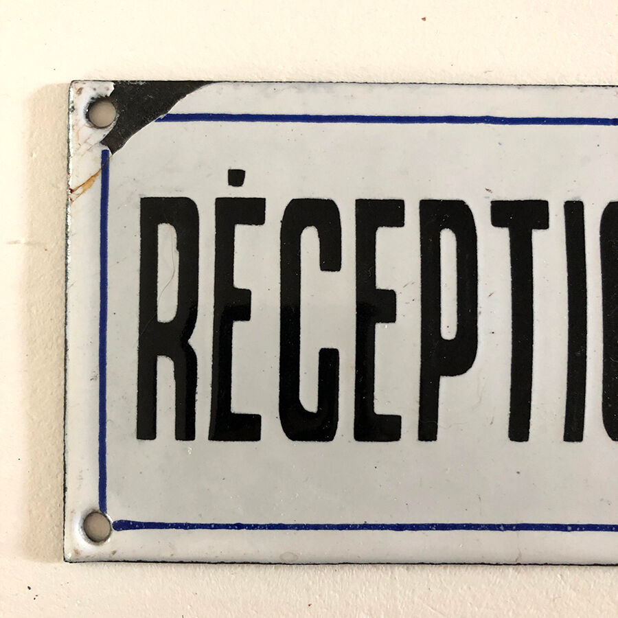 Enamelled plate RECEPTION vintage 50 's