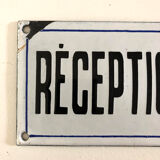 Enamelled plate RECEPTION vintage 50 's