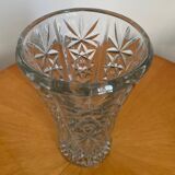 Vintage chiseled glass vase 1960 1970