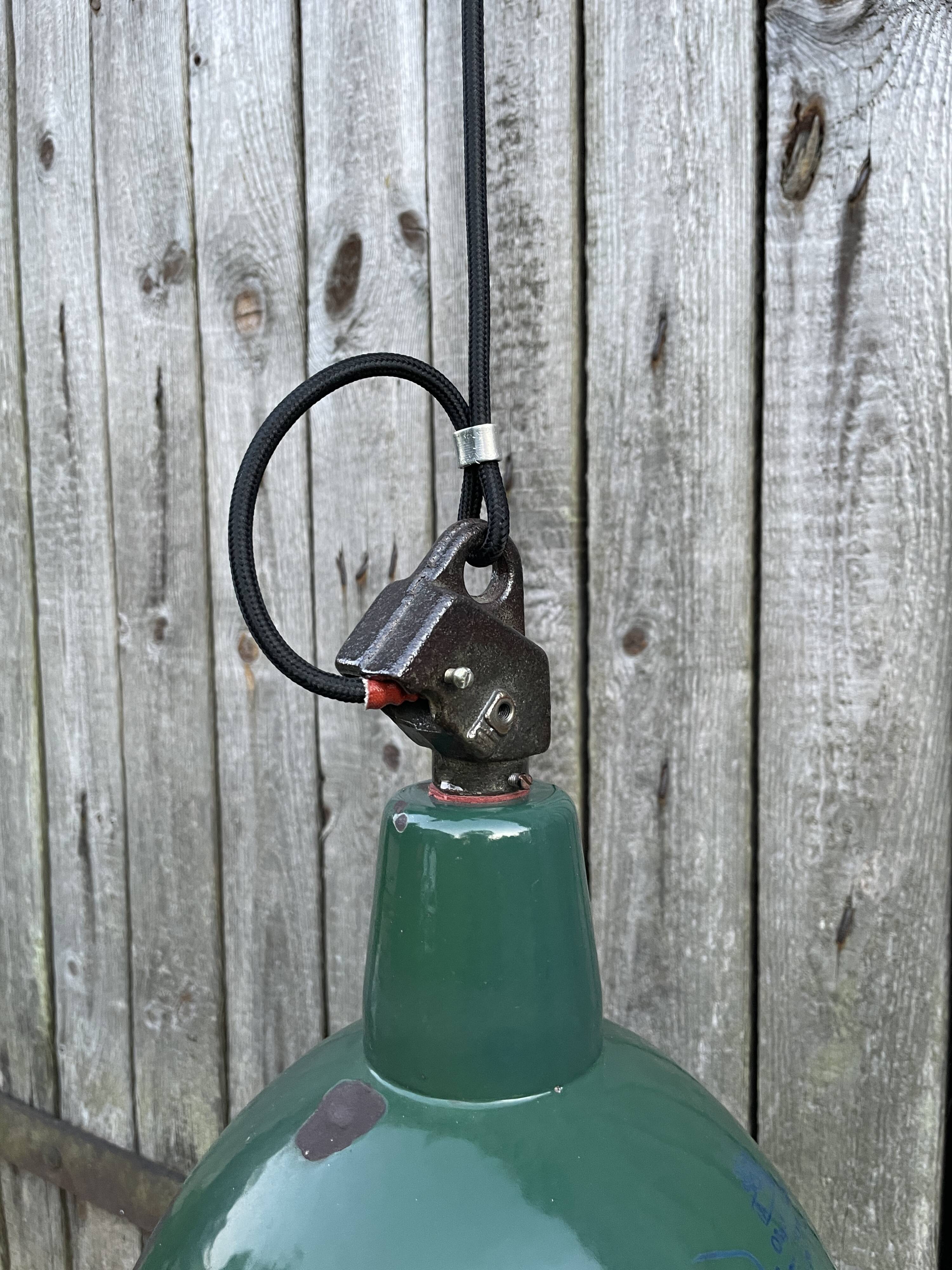 Industrial, Loft Green Enamel Pendant Lamp OBg-1, 1960s