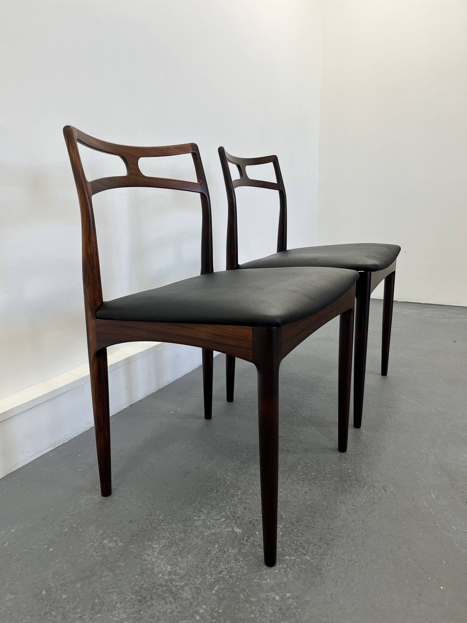 Chaises d'appoint danoises modèle 94 en palissandre et cuir par J.Andersen pour Christian Linneberg, années 1960,