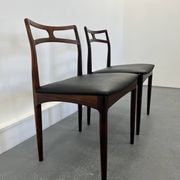Chaises d'appoint danoises modèle 94 en palissandre et cuir par J.Andersen pour Christian Linneberg, années 1960,