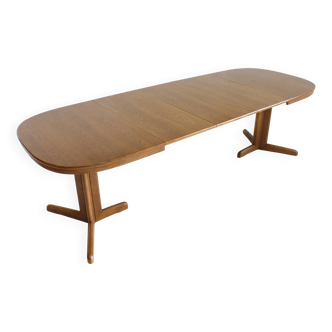Vintage large oval extendable dining table 1960s