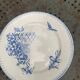Assiette plate de collection, terre de fer, malaca,motif d'oiseau,papilon et fleurs, made in france