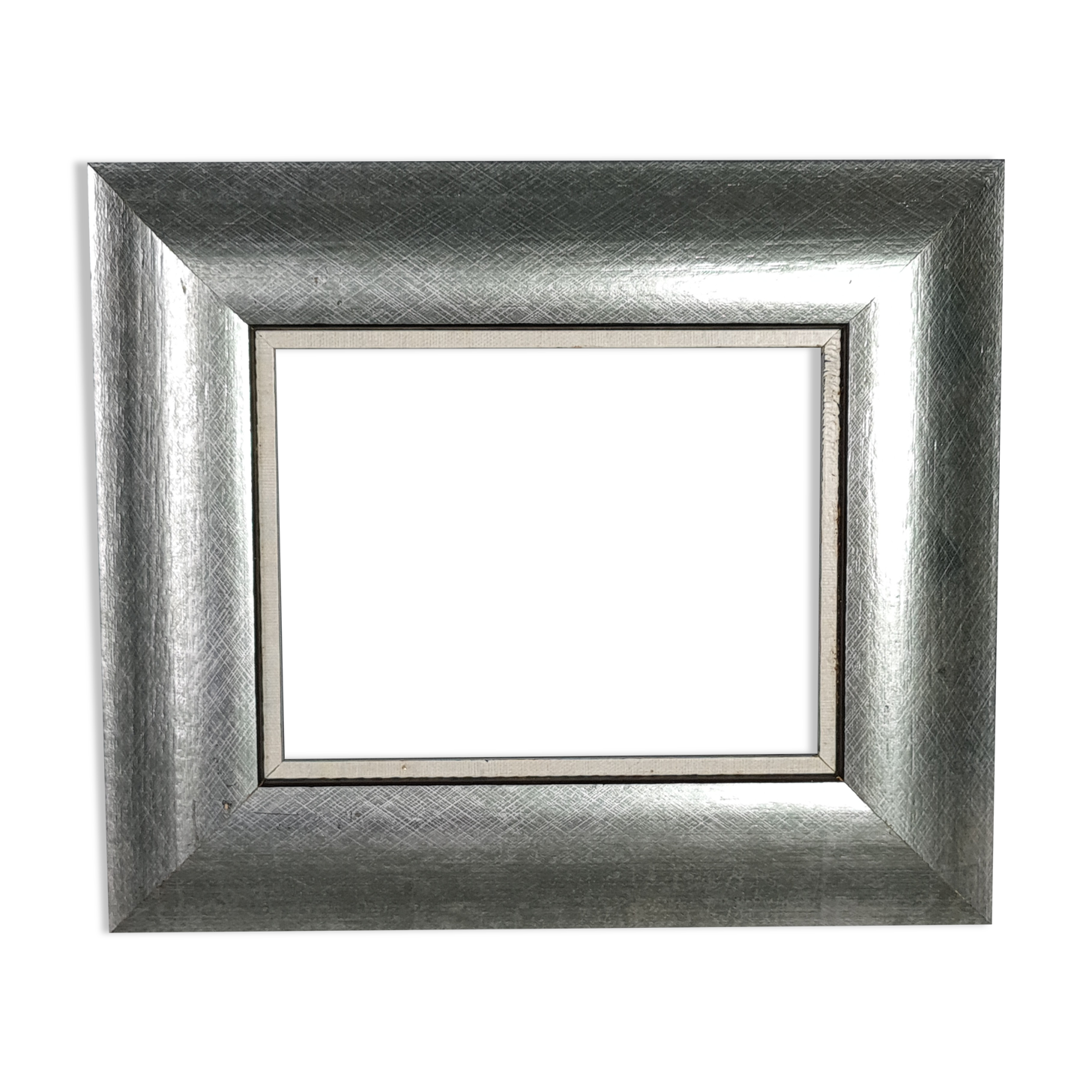 Frame wood lacquer silver 28,5x24,5 foliage 18,6x14,6 cm used