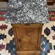 19th-century bedside table in walnut, oak, and marble top.