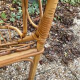 Vintage rattan magazine rack table