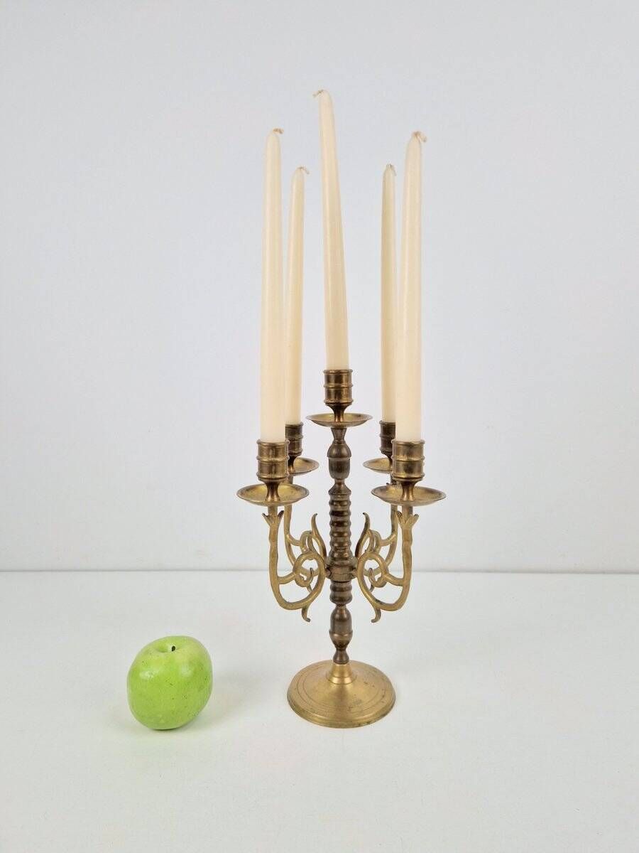 French Rustic Copper Candlestick, 1950