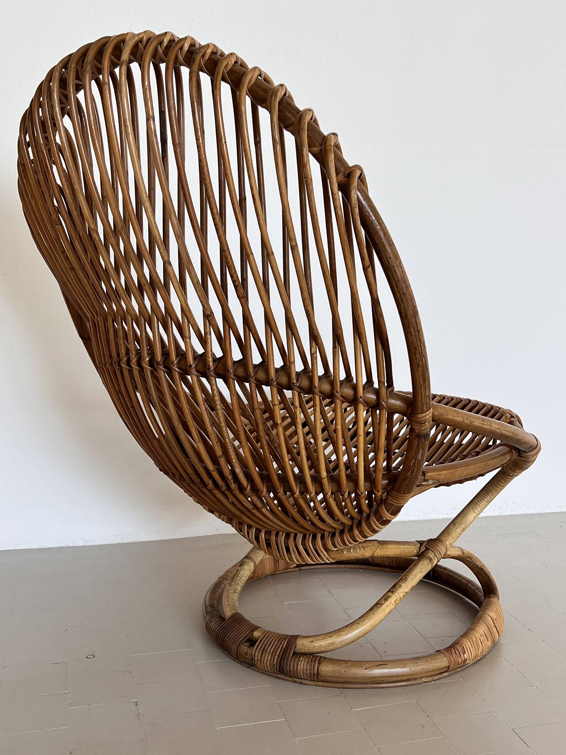 Giovanni Travasa for Bonacina Bamboo Lounge Chair, 1950s
