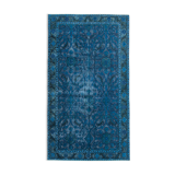 Hand-knotted antique turkish 1980s 146 cm x 263 cm blue rug