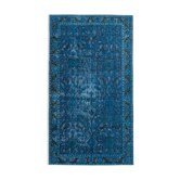 Hand-knotted antique turkish 1980s 146 cm x 263 cm blue rug