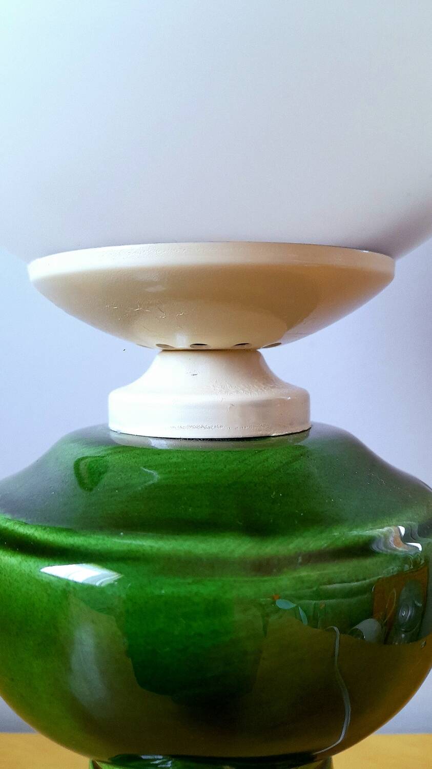 Ceramic and opaline lamp, 1970.
